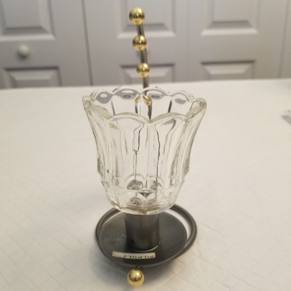 Flower Tulip Glass Votive Candle Metal Holder